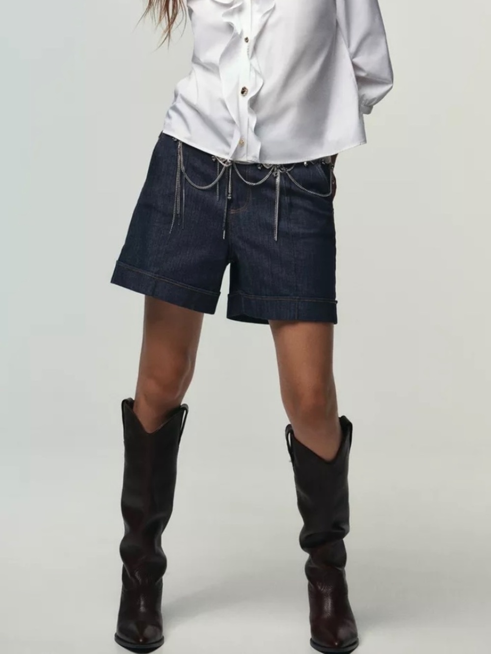 Zara Leather Hight Boots Textured Brown Mid Heel Pointed Toe Pull On Size: 6 1/2 - Picture 16 of 16